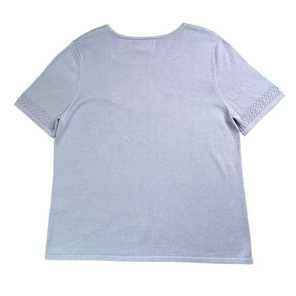 Alfred Dunner Sweater Womens Size M Blue Floral Accents S/S Lightweight - Picture 10 of 10